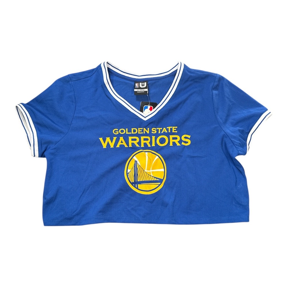 Golden State Warriors Womens Blue Cropped Jersey Shirt NBA Fan Gear